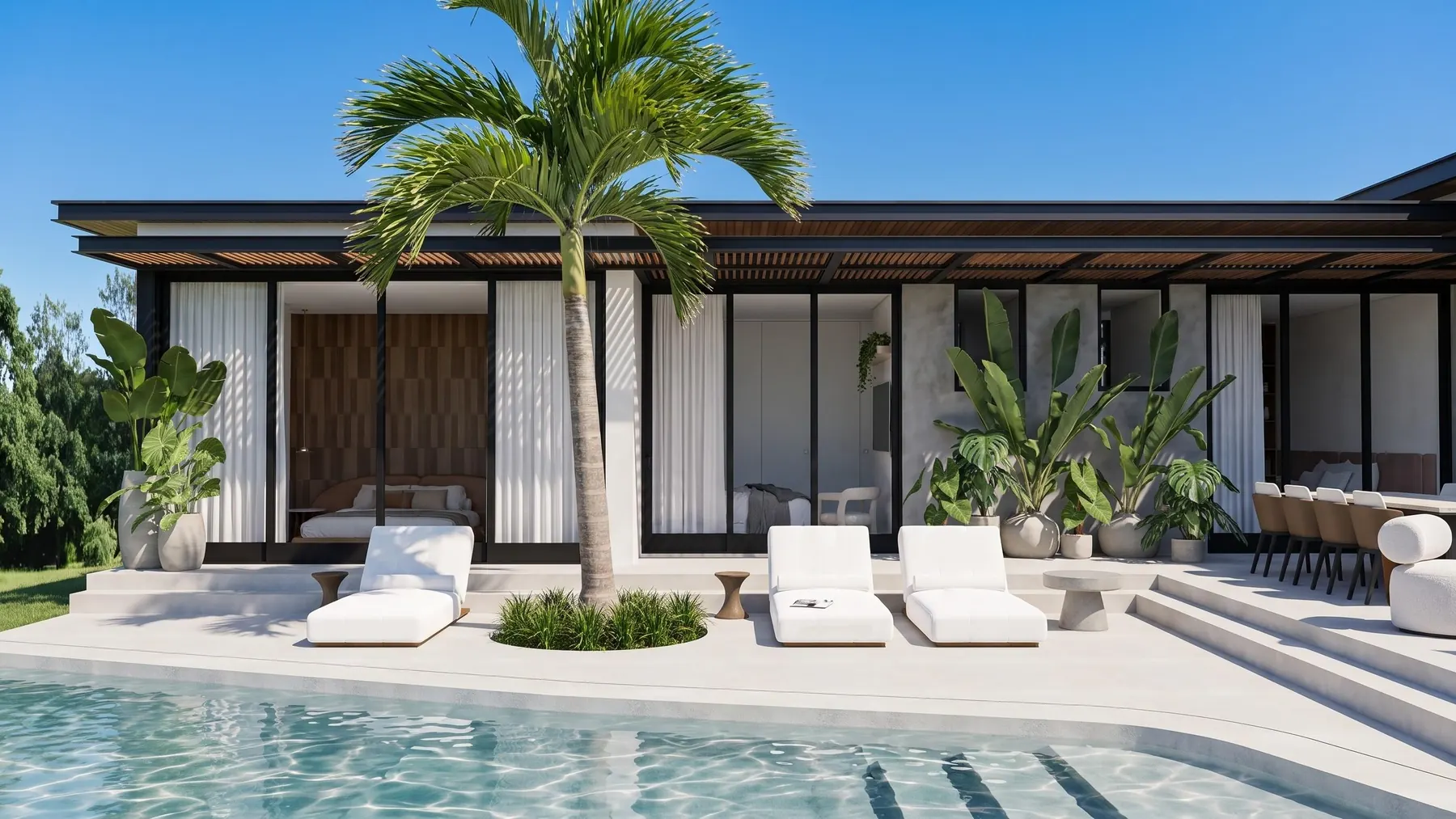 Piscina ao entardecer, Casa Albora